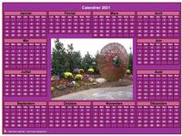 Calendrier 2027 photo annuel à imprimer, fond rose, format paysage, sous-main ou mural