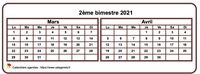 Calendrier 2027 à imprimer bimestriel, format mini de poche, horizontal, fond blanc