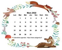 Calendrier de mars 2021 style flore et faune