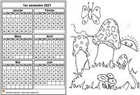 Calendrier 2013 à colorier semestriel, format paysage, pour enfants