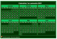 Calendrier 2027 à imprimer, semestriel, format mini de poche, fond vert